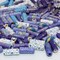 100 PCs Blue Porcelain Beads for Jewelry Making DIY Kit with 5 Meters Leather